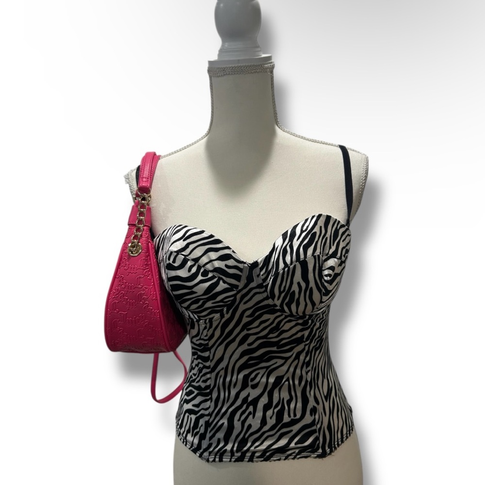 Zebra Print Bustier Top with Pink Accent